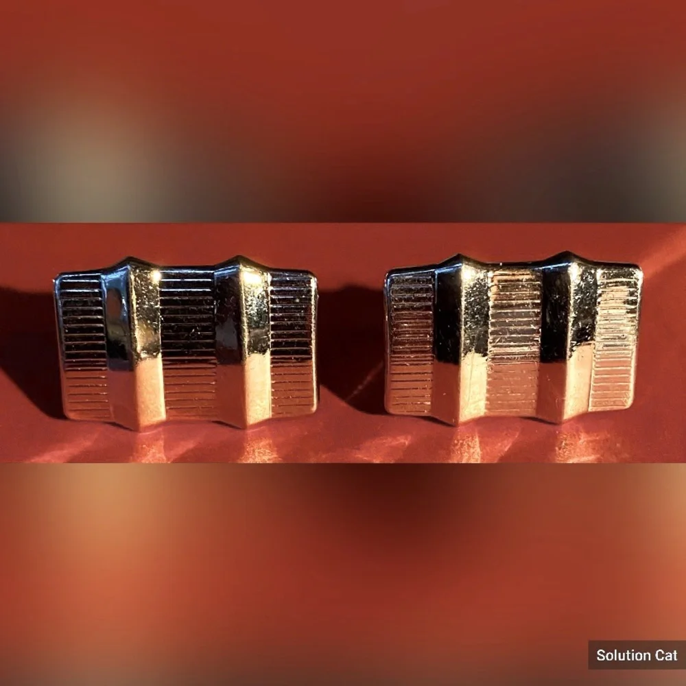 Men’s Silver Tone Etched Rectangular MCM Art Deco Cuff Links 3/8”